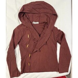 Vintage Y2K A-Wear-Ness Jacket S Brown Canvas Hooded Kimono Style Boho Canada